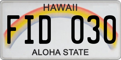 HI license plate FID030