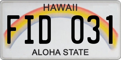 HI license plate FID031
