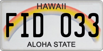 HI license plate FID033