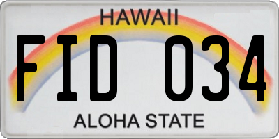 HI license plate FID034