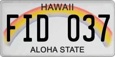 HI license plate FID037