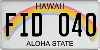 HI license plate FID040