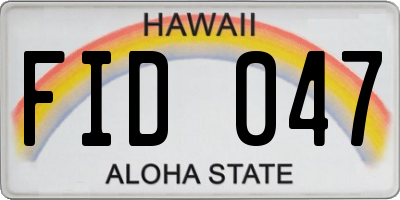 HI license plate FID047