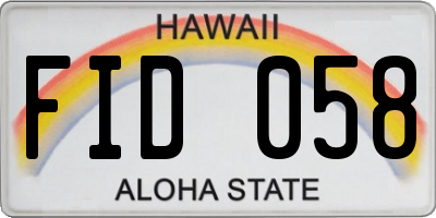 HI license plate FID058