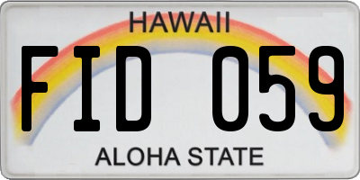 HI license plate FID059