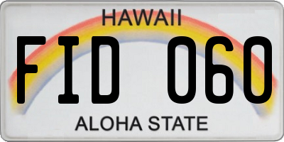 HI license plate FID060