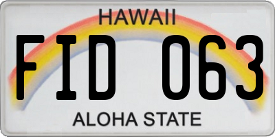 HI license plate FID063