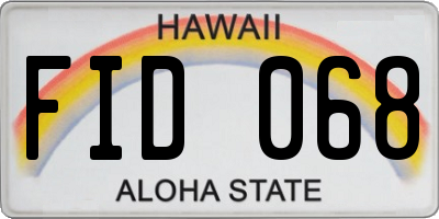 HI license plate FID068