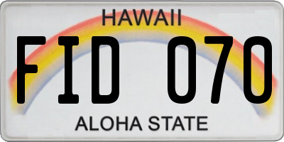 HI license plate FID070