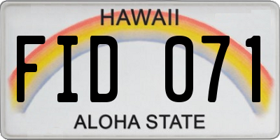 HI license plate FID071
