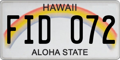 HI license plate FID072