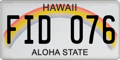 HI license plate FID076