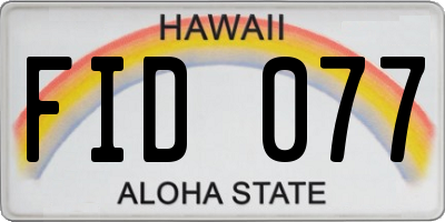 HI license plate FID077