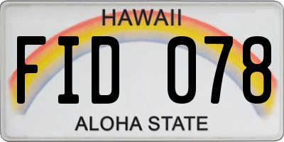 HI license plate FID078