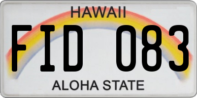 HI license plate FID083