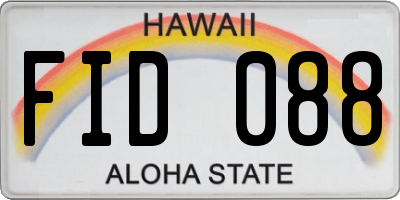 HI license plate FID088