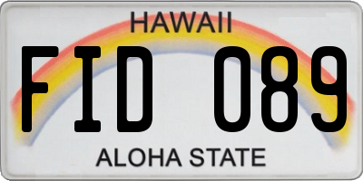 HI license plate FID089