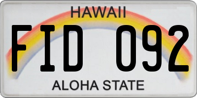 HI license plate FID092