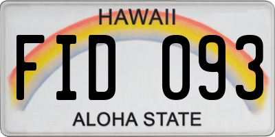 HI license plate FID093