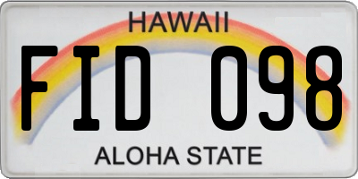 HI license plate FID098