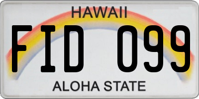 HI license plate FID099