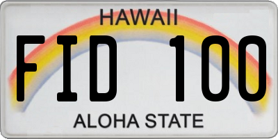 HI license plate FID100