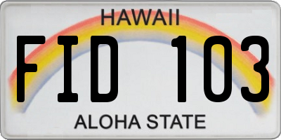 HI license plate FID103