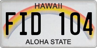 HI license plate FID104
