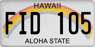 HI license plate FID105