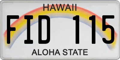 HI license plate FID115
