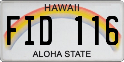 HI license plate FID116