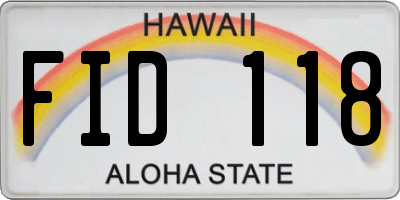 HI license plate FID118