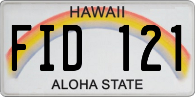 HI license plate FID121