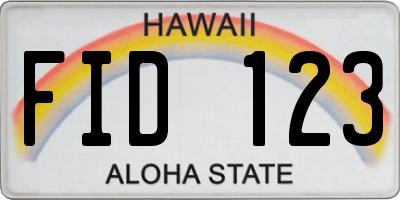HI license plate FID123