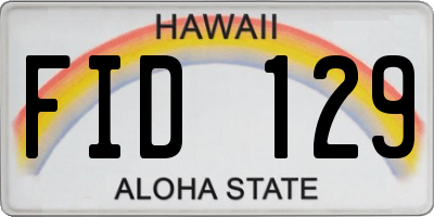 HI license plate FID129