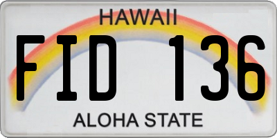 HI license plate FID136