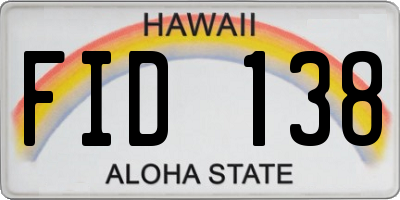 HI license plate FID138