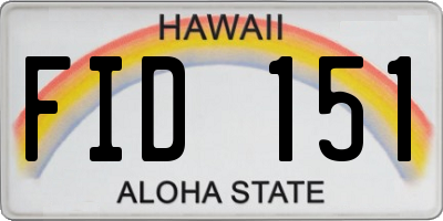HI license plate FID151