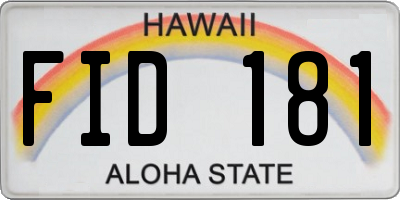 HI license plate FID181