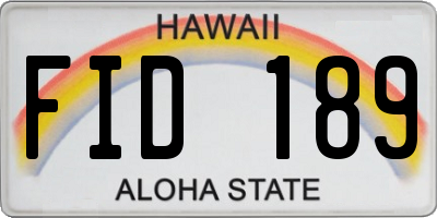 HI license plate FID189