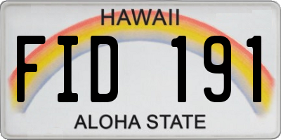 HI license plate FID191