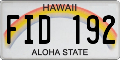 HI license plate FID192