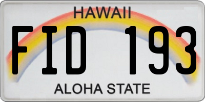 HI license plate FID193