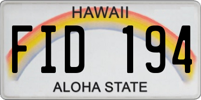 HI license plate FID194