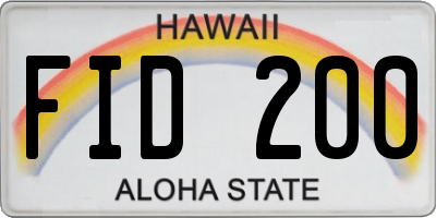 HI license plate FID200