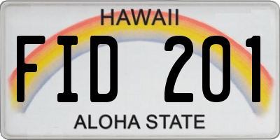 HI license plate FID201