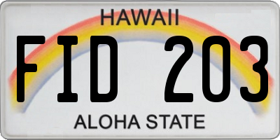 HI license plate FID203