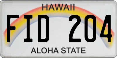 HI license plate FID204