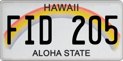 HI license plate FID205