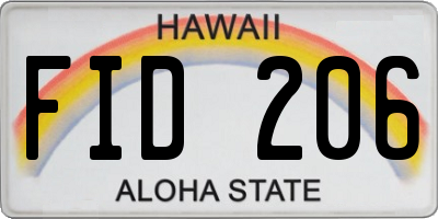 HI license plate FID206